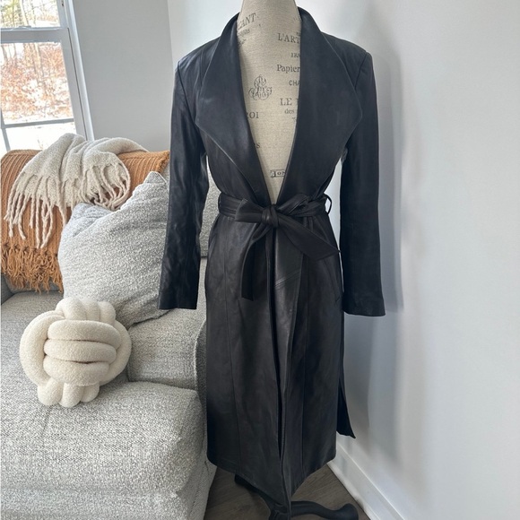 Mackage ‘Selena’ black lamb leather trench coat - Picture 4 of 7